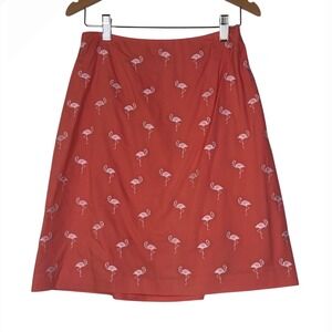 Talbots‎ Petites Flamingo Print A-Line Skirt Womens Size 6P Cotton
